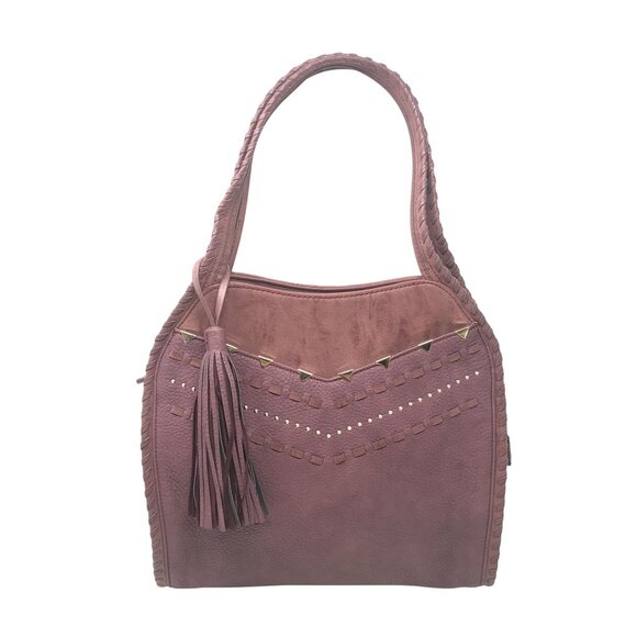Steven by Steve Madden Jonah Tassel Bag Boho-Chic Mauve Shoulder Bag Gold Stud - Picture 14 of 16